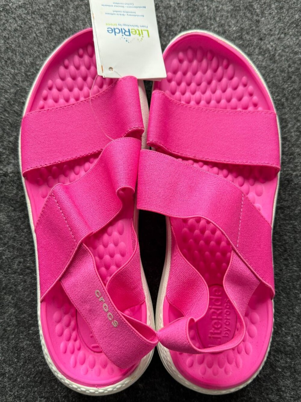 Crocs LiteRide Stretch Sandals Womens 7 NWT Electric Pink